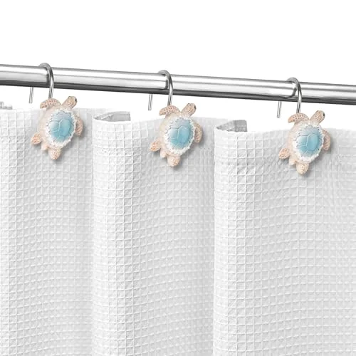 Sea Turtle Shower Curtain Hooks, Blue with Pearl, photo 5