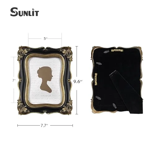Vintage Picture Frame 5x7, Black and Gold, photo 2