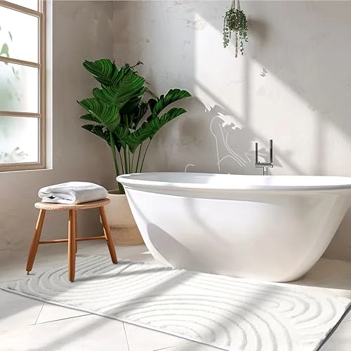 Boho Decorative Textured Bathroom Rugs Runner, White Arch, 2×5 ft, photo 3