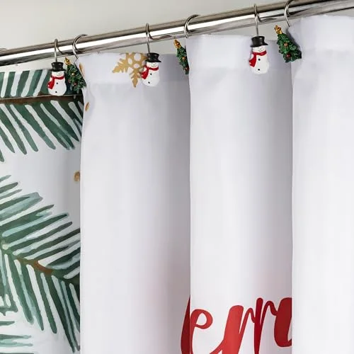 Christmas Shower Curtain, Hot Cocoa with Snowman Marshmallows, 72×72, photo 5