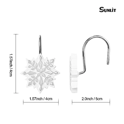 Christmas Shower Curtain Hooks, Silver/White Snowflake, photo 3