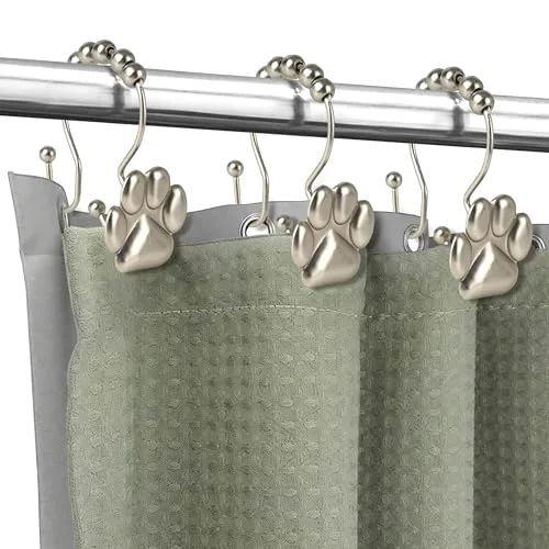 Cute Paw Print Polished Double Shower Curtain Hooks, photo 4