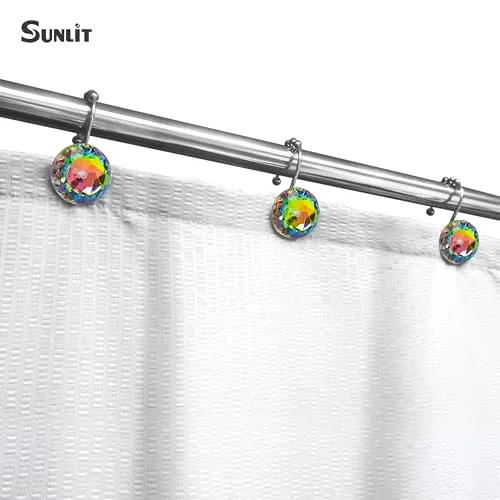 Round Glitter Colorful Crystal Gem Shower Curtain Hooks, photo 4