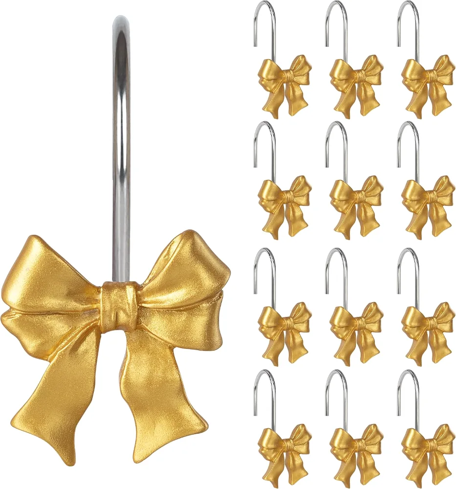 Gold Bow Shower Curtain Hooks