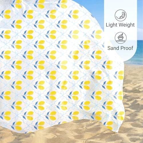 Large Beach Blanket Sand Proof, Summer Lemon, photo 3