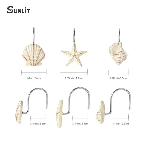 Ocean Decorative Shower Curtain Hooks, Bronze Gold, photo 2