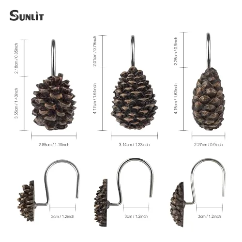 Pinecone Decorative Shower Curtain Hooks, Pinecone Family, photo 2