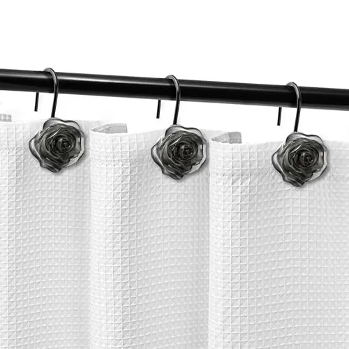 Rose Shower Curtain Hooks, Crystal Charcoal, photo 4