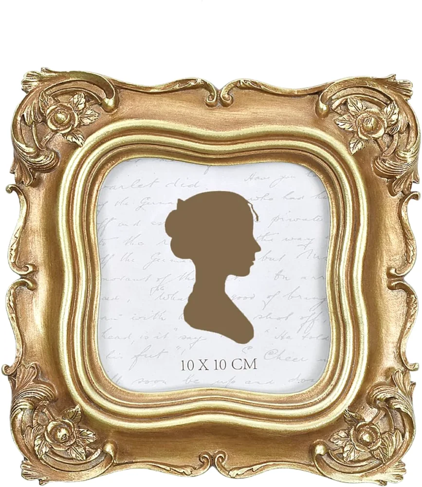 Square Vintage Picture Frame 4x4, Gold