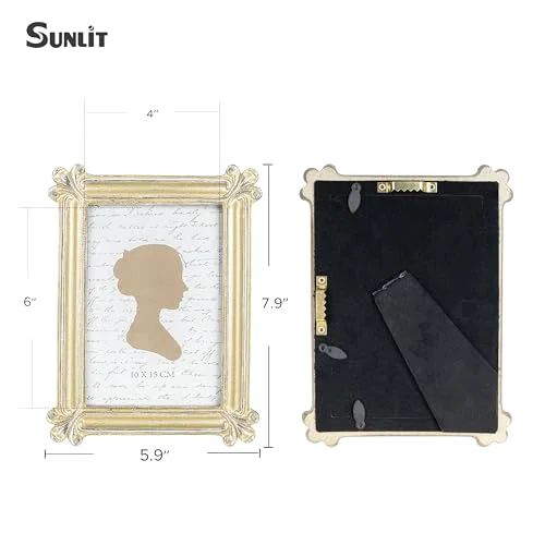 Vintage Picture Frame 4x6, Slivery Light Gold, photo 2