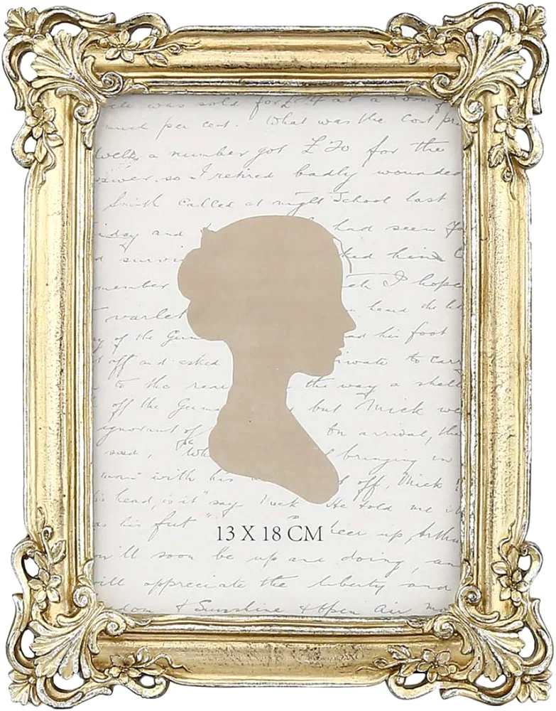 Vintage Picture Frame 5x7, Yellow Gold