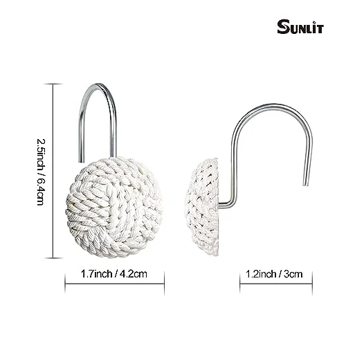 Boho Knots Shower Curtain Hooks, White, photo 3