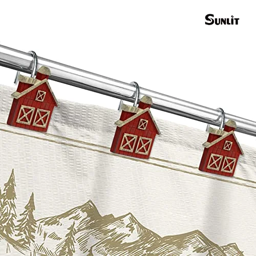 Farmhouse Barn Christmas Shower Curtain Hooks, photo 5