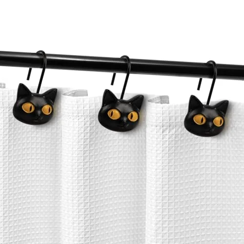 Halloween Black Cat Shower Curtain Hooks, photo 3