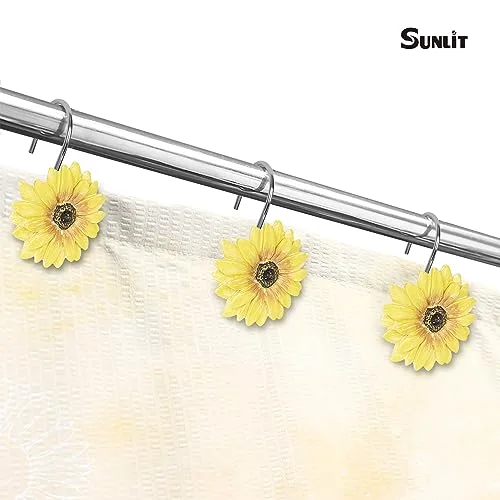 Yellow Sunflower Shower Curtain Hooks, photo 4