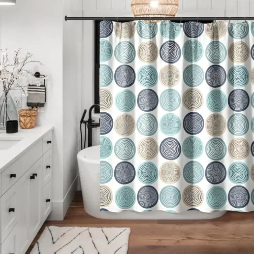 Abstract Tree Rings Woody Artistic Fabric Shower Curtain, photo 3