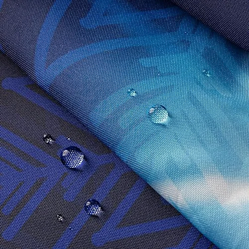 Blue Fluorescent Christmas Snowflake Tree with Dark Blue Background Fabric Shower Curtain, photo 5