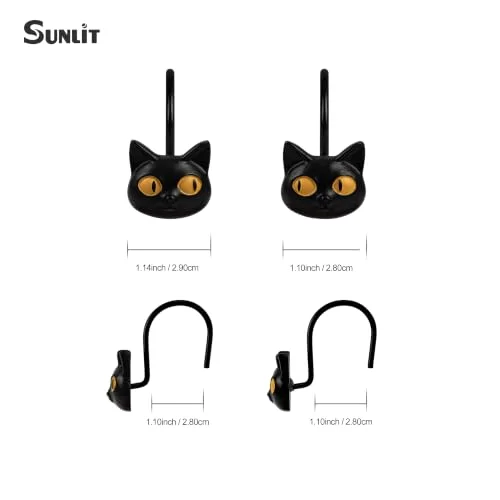 Halloween Black Cat Shower Curtain Hooks, photo 2