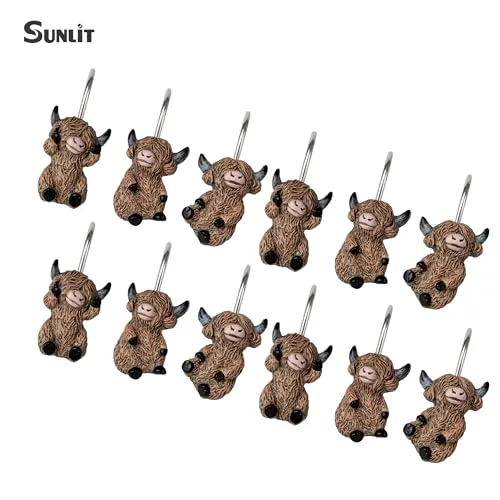 Highland Cow Shower Curtain Hooks, Brown – 3 Designs, photo 3