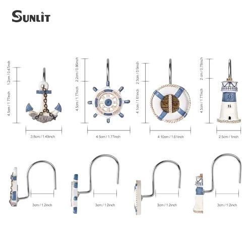 Nautical Shower Curtain Hooks, Nautical Set, photo 4