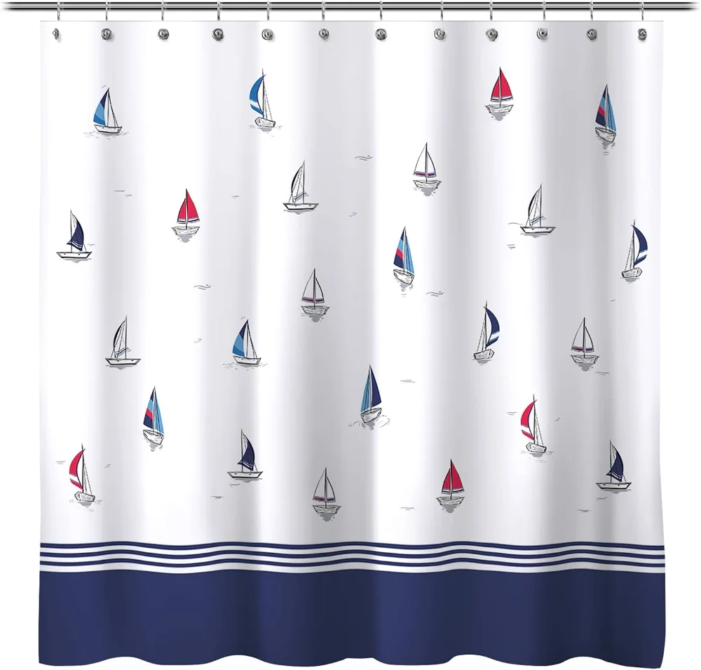Nautical Theme Fabric Shower Curtain