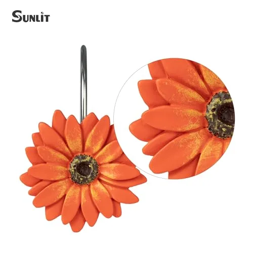 Orange Daisy Shower Curtain Hooks, photo 3