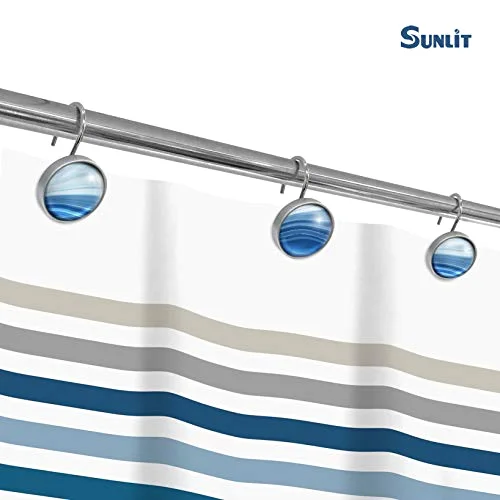 Round Crystal Glass Decorative Shower Curtain Hooks, Blue, photo 4