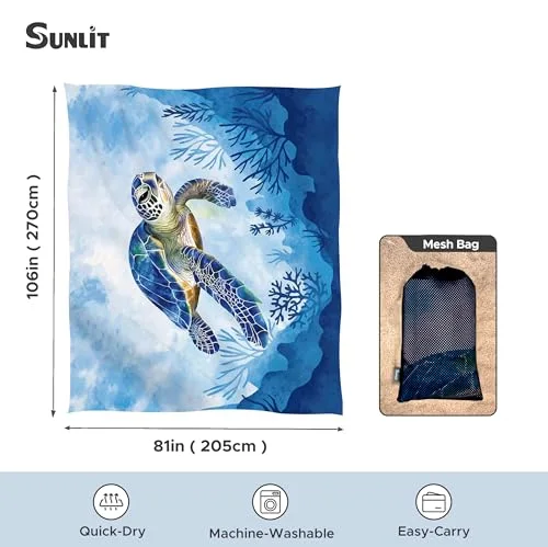 Sand Proof Beach Blanket, Blue Turtle, photo 2