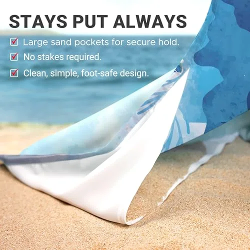 Sand Proof Beach Blanket, Blue Turtle, photo 4