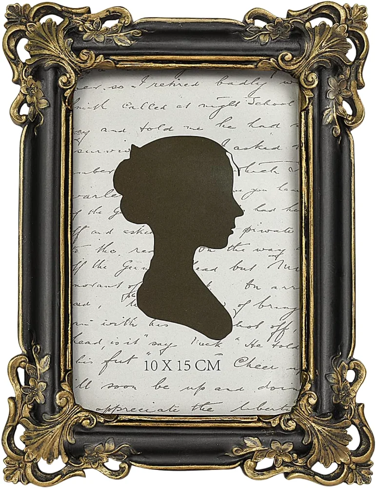 Vintage Picture Frame 4x6, Black Gold