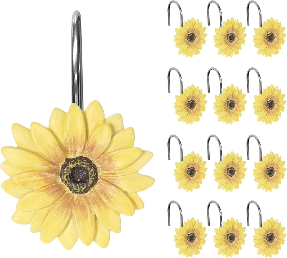 Yellow Sunflower Shower Curtain Hooks
