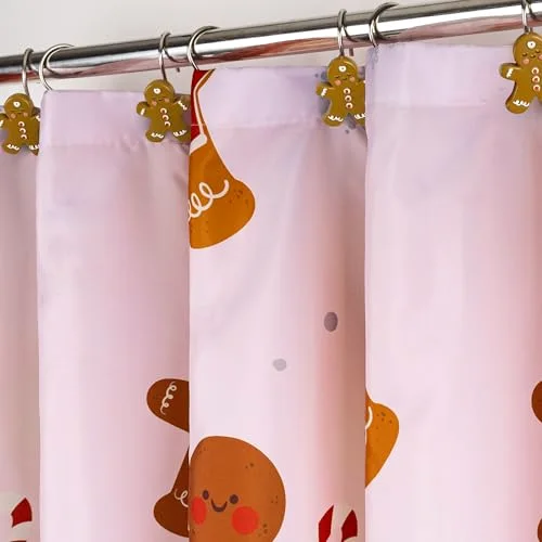 Christmas Shower Curtain, Pink Gingerbread Men, 72×72, photo 5
