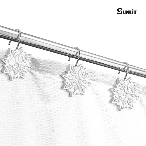 Christmas Shower Curtain Hooks, Silver/White Snowflake, photo 4