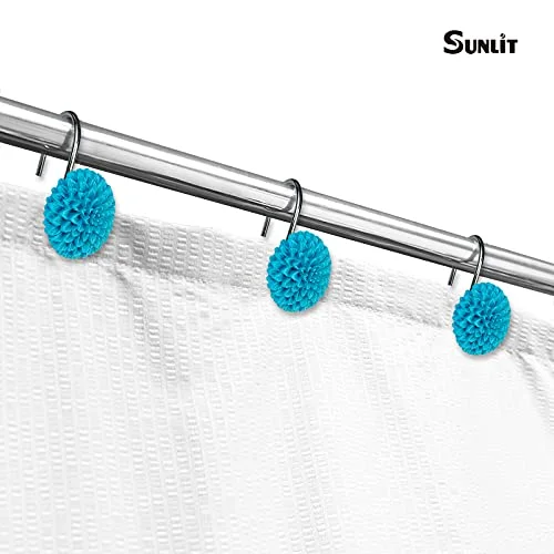 Decorative Floral Shower Curtain Hooks, Turquoise, photo 4