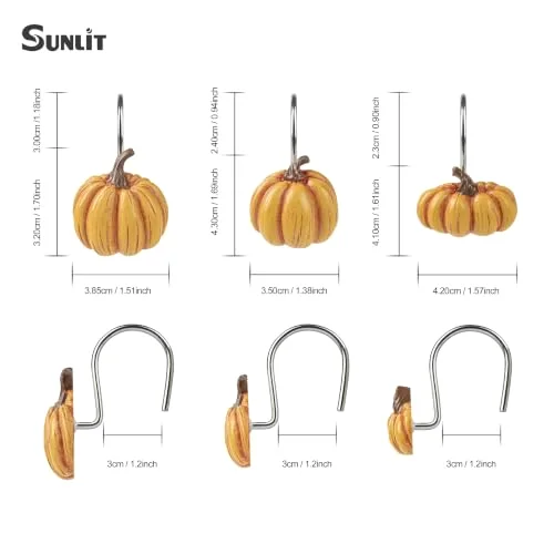 Fall Pumpkin Decorative Shower Curtain Hooks, Orange - 3 Designs, photo 2