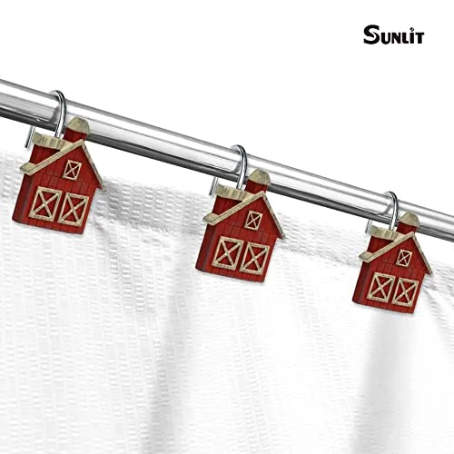 Farmhouse Barn Christmas Shower Curtain Hooks, photo 4