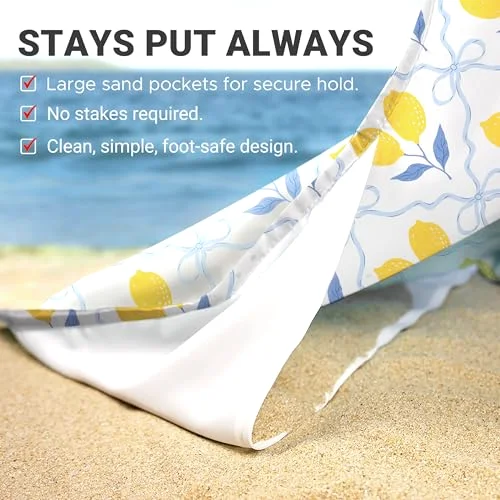 Large Beach Blanket Sand Proof, Summer Lemon, photo 4