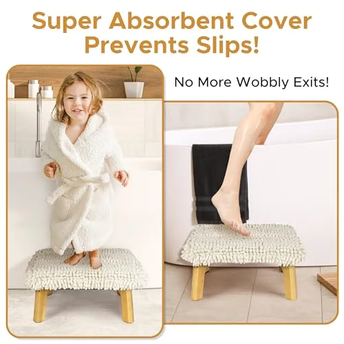 One Step Stool with Absorbent Chenille, Natural/Cream White Cover, photo 2