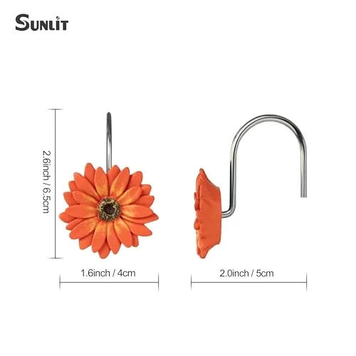 Orange Daisy Shower Curtain Hooks, photo 4