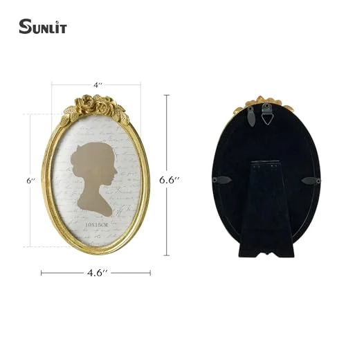 Oval Vintage Picture Frame 4x6, Gold, photo 2