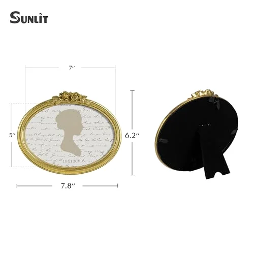 Oval Vintage Picture Frame 5x7, Gold (RV1F), photo 2