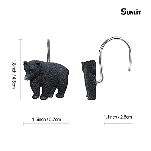 Rustic Decorative Shower Curtain Hooks, Black Bear, photo 3