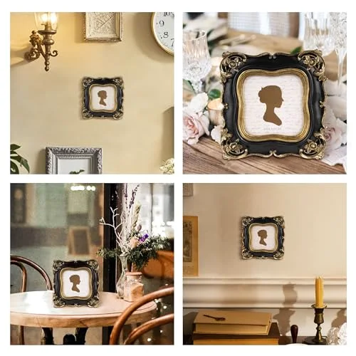 Square Vintage Picture Frame 4x4, Black and Gold, photo 4