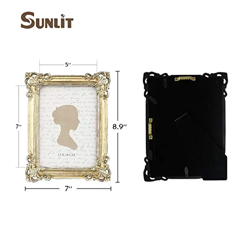 Vintage Picture Frame 5x7, Yellow Gold, photo 2
