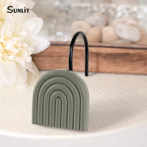 Arch Shower Curtain Hooks, Grayish Green, photo 2
