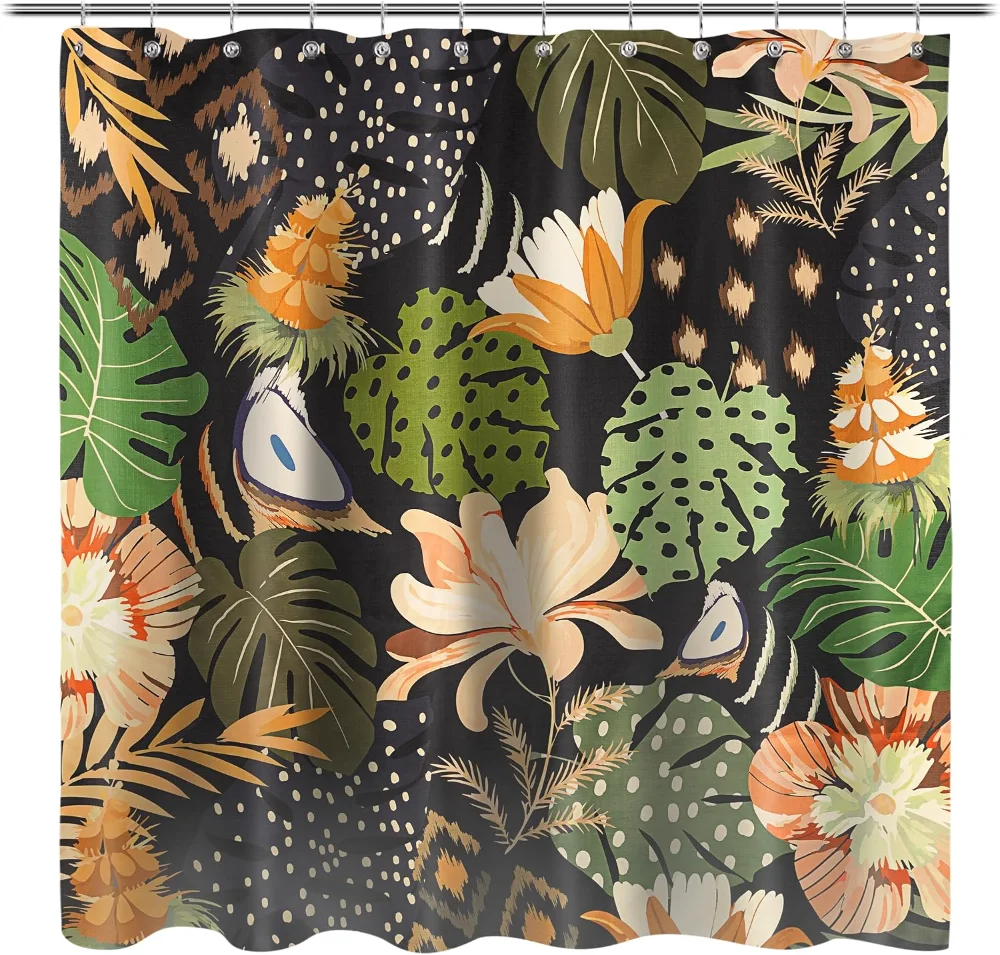 Boho Floral Fabric Shower Curtain