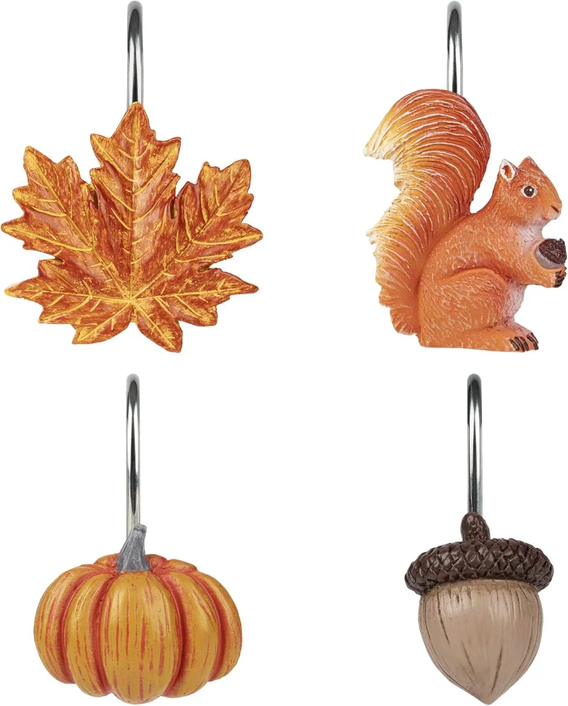 Fall Autumn Decorative Shower Curtain Hooks, Autumn Collection
