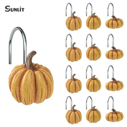 Fall Pumpkin Decorative Shower Curtain Hooks, Orange - 3 Designs, photo 5