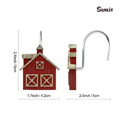 Farmhouse Barn Christmas Shower Curtain Hooks, photo 3