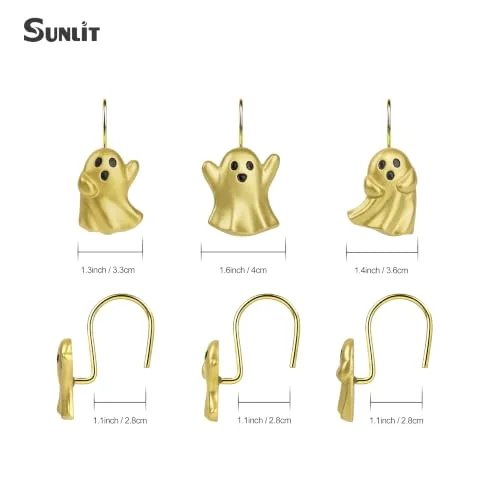 Ghost Shower Curtain Hooks, Golden Ghost with Gold Hooks, photo 2